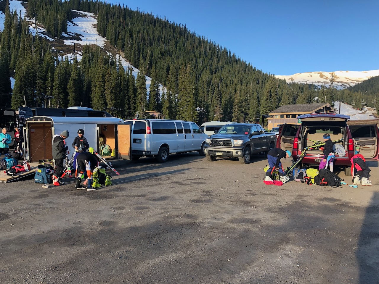 Team loading gear before Loveland camp